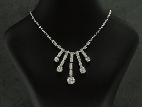 Strass Collier Kette - bezaubernd - weiß 38-45 cm - Strasskette