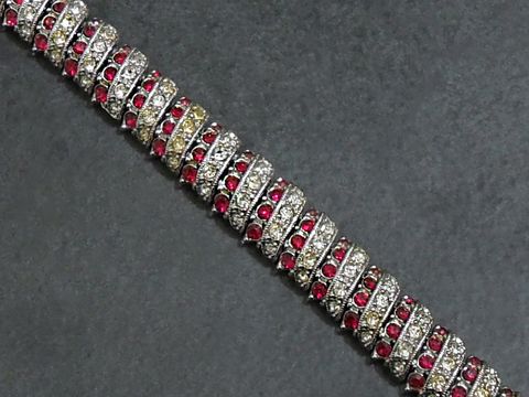 Strass Armband - pompös - RUBINROT - 17,5 cm - silberfarben