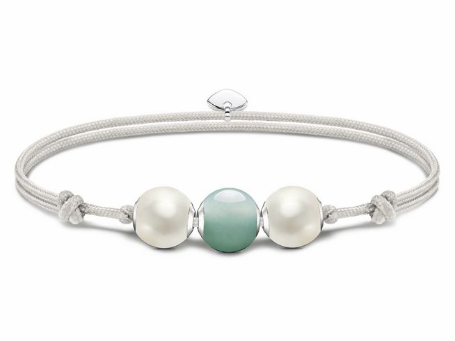 Thomas Sabo A2119-010-7-L22V Armband - Textil mit Karma Beads - Silber & Aventurin - mehrfarbig - bis 22 cm