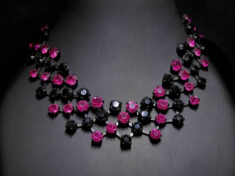 Strass Kette - zauberhaft - schwarz-violett - Strassschmuck - 44 cm