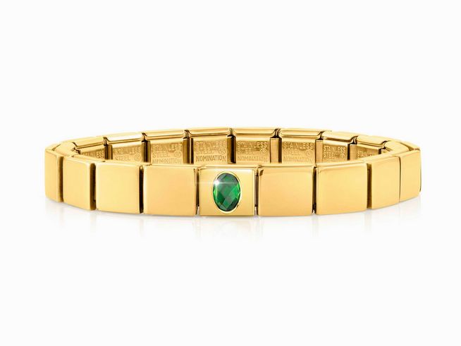 Nomination Classic GLAM Armband Edelstahl Gelbgold - 239103 15 - Zirkonia GREEN