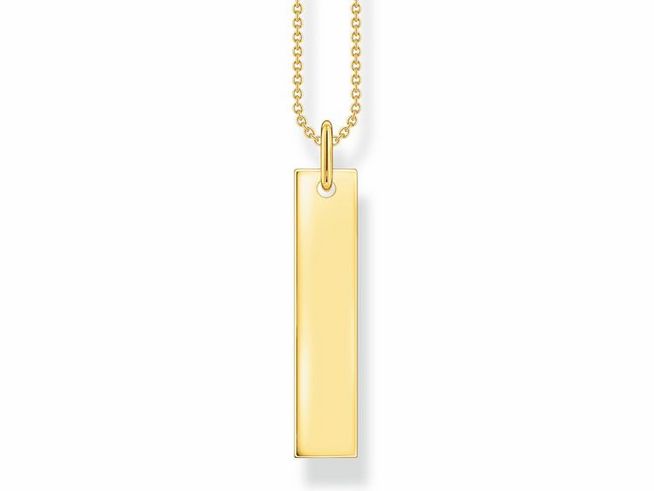 Thomas Sabo Gravur Kette & Column-Tag-Anhänger KE2142-413-39-L50V Silber verg. Gelbgold - 45-50 cm