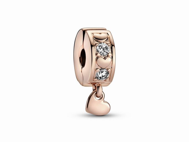 Pandora - Unendlichkeits-Herzen Funkelnder CLIP-Stopper - 782253C01 - 585 Roségoldvergoldung + Zirkonia + Silikongriff - Klar