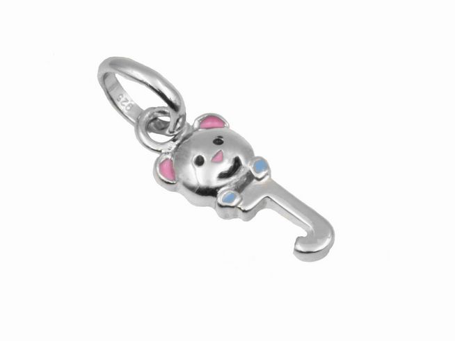 Anhänger Teddy Buchstabe J - 925 Sterling Silber - poliert - rhodiniert