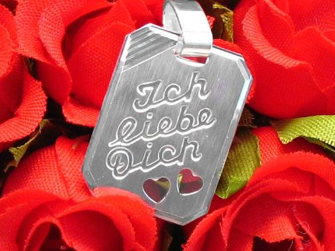 Silber Gravurplatte -Rechteck-  Ich liebe Dich