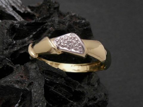 Gold Ring - imposant - Gold 333 bicolor - Diamant - Goldring - Gr. 57