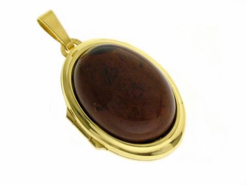 Mahagoni Obsidian - Medaillon Cabochon Gold 333