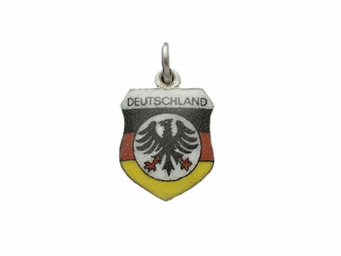 Deutschland Flagge mit Bundesadler - Wappen - Silber Anhänger