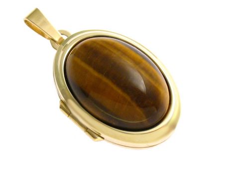 Tigerauge Cabochon - Gold 585 Medaillon