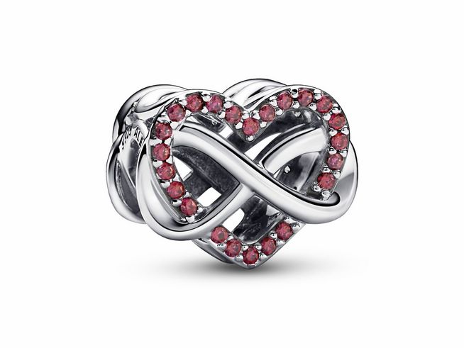 Pandora - Familie Unendlichkeit Rotes Herz Charm - 792246C01 - Sterling Silber + roter Zirkonia - Rot