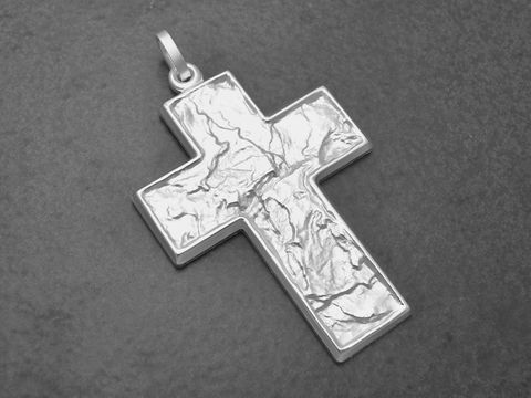 Silber Kreuz - Designermuster - Sterling Silber Anhänger - 44 mm