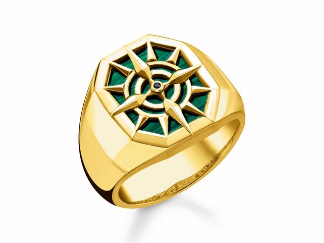 Thomas Sabo TR2274-140-6-58 - Ring - Sterling Silber verg. Gelbgold + imitierter Malachit - Gr. 58