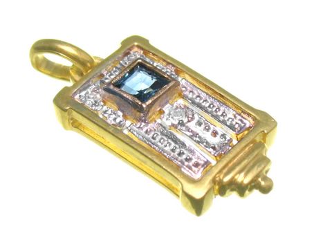 Viereck - Diamant Gold Anhänger - bicolor - 18 mm