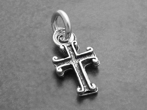 Kleines Kreuz mit Ornamenten -Sterling Silber Anhänger-