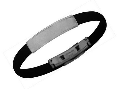 Kautschuk - Edelstahl Armband - schlicht