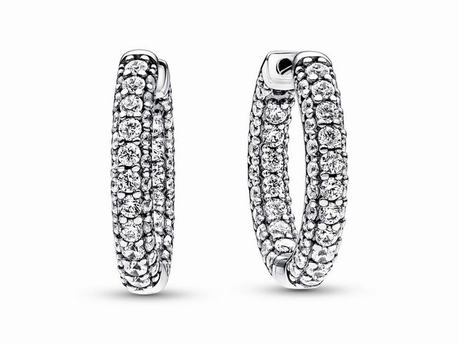 Pandora 292624C01 Pandora Einreihige Pavé Ohrringe - Sterling Silber