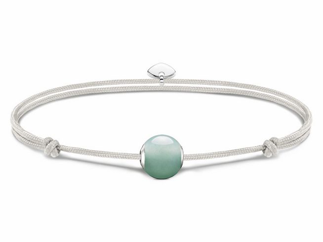 Thomas Sabo A2118-589-6-L22V Armband - Textil mit Karma Bead - Silber & behandelter Howlith - Grün - bis 22 cm