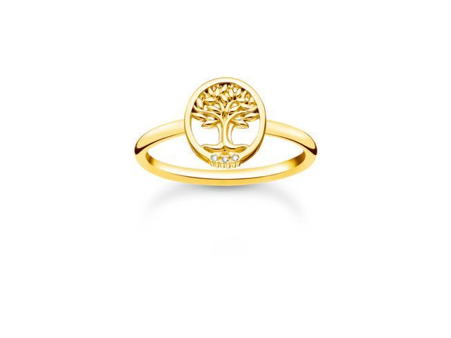 Thomas Sabo Charming Lebensbaum Ring TR2375-414-14-56 Sterling Silber - verg. Gelbgold + Zirkonia - weiß - Gr. 56