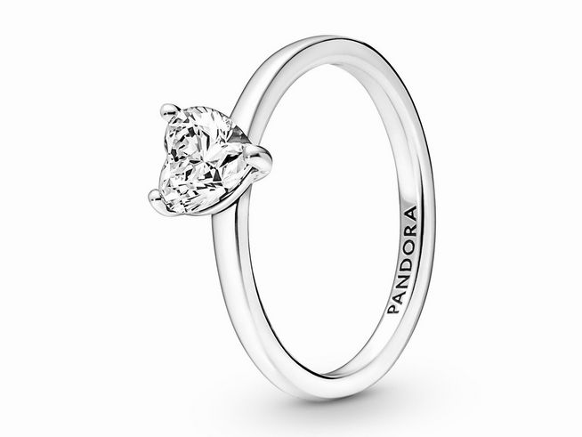 Pandora 191165C01-50 Funkelndes Herz Solitär-Ring - Sterling Silber Zirkonia - Gr. 50