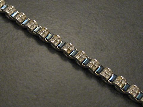 Strass Armband - blau - 17,5 cm - silberfarben - charmant