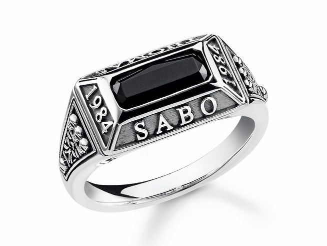 Thomas Sabo Ring TR2243-698-11-62 Sterling Silber - geschw. + Onyx schwarz - Gr. 62