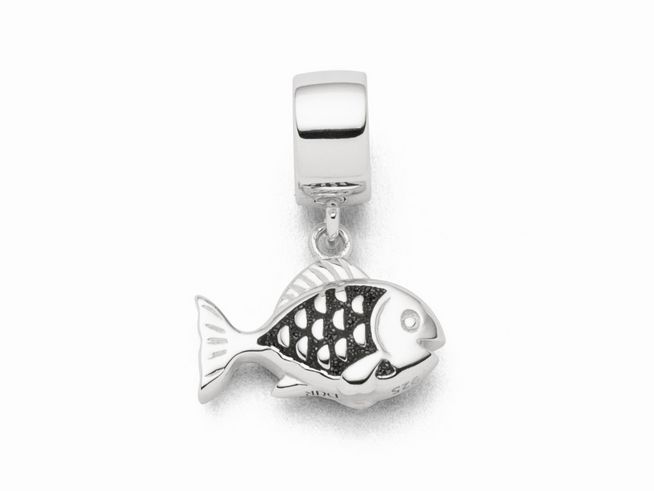 DUR Schmuck F297 - Sterling Silber Charm Fisch Lavasand - Lavasand -