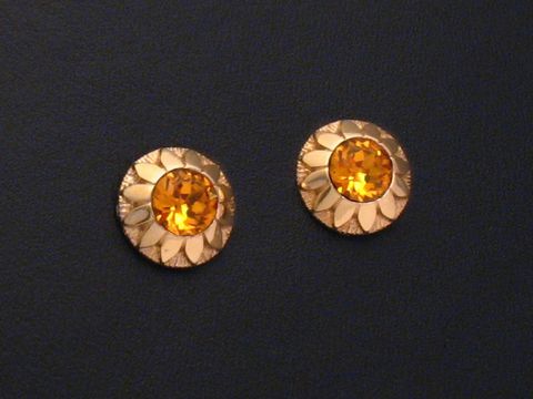 Ohrringe - orange facettiert - Gold Ohrstecker