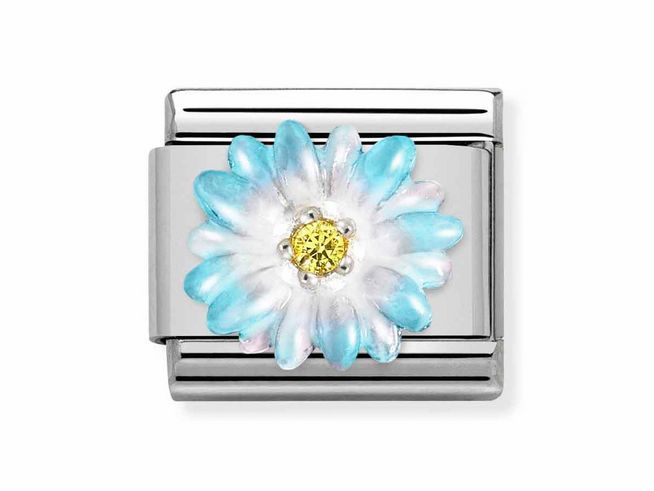 Nomination Classic Silber 330321 06 - Edelstahl - Sterling Silber charm - Blume - Hellblau