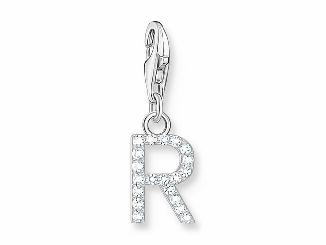 Thomas Sabo 1955-051-14 Charm-Anhänger - funkelnder Buchstabe R - Silber & Zirkonia - Weiß