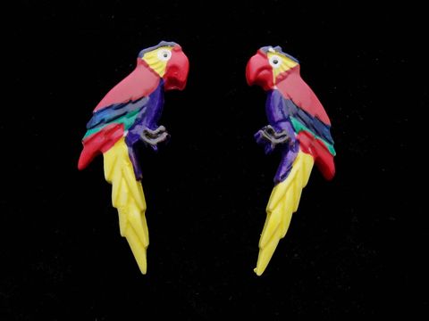 Papagei Ohrringe - Modeschmuck - bunt mit rotbraunem Rücken und gelbem Schwanz