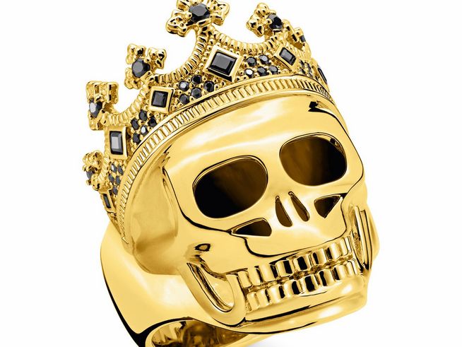 Thomas Sabo Totenkopf Ring TR2207-414-11-66 Sterling Silber - verg. Gelbgold + Zirkonia schwarz - Gr. 66