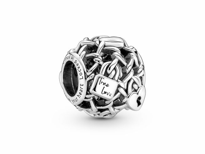 Pandora Durchbrochenes Kettenglied Vorhängeschloss Charm - 790071C00 - Silber