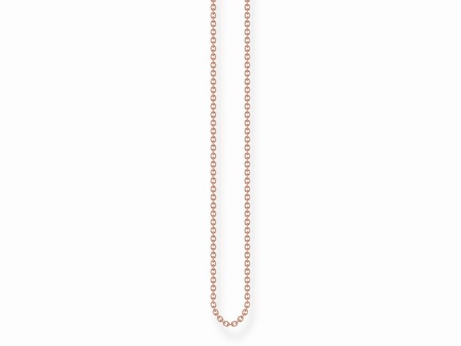 Feine Ankerkette von Thomas Sabo in roségoldfarben, 45 bis 50 cm lang, ohne Anhänger, hochwertiges Design und eleganter Look. Ideal für jede Gelegenheit.