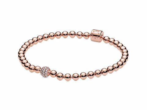 Pandora 588342CZ-21 - Beaded - Perlen Rosegold Verg. Armband + Zirkonia - 21 cm