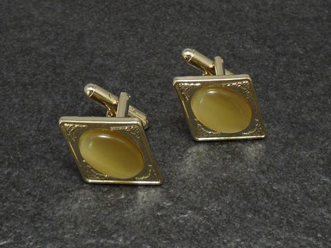 Manschettenknöpfe - GELB - DESIGN - 25,9 mm - goldfarben