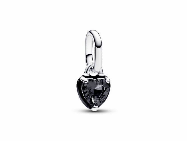 Pandora ME 793042C01 Schwarzer Chakra-Herz-Mini-Anhänger - Sterling Silber - Kristall + Emaille Schwarz