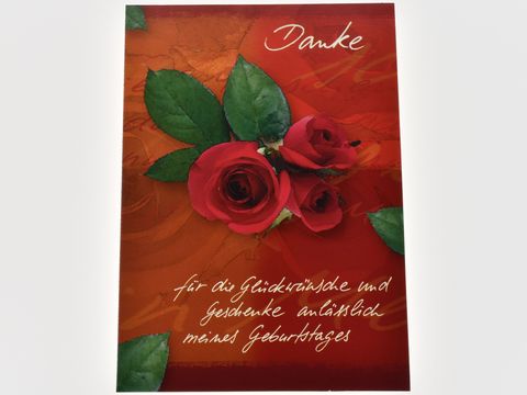 Dankeskarte - rote Rosen - Set mit 5 Karten