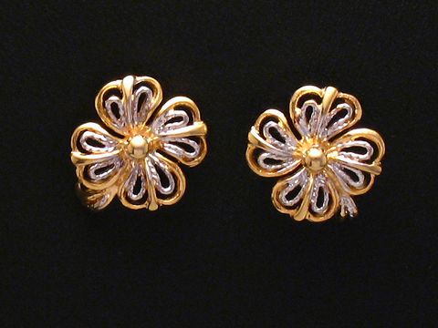 Ohrringe - bicolor Blumen - Gold Ohrstecker