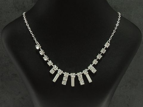 Strass Collier Kette - edel - weiß 38-45 cm - Strasskette