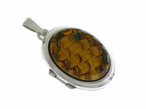 Wellen Medaillon mit Cabochon Weißgold 585