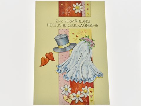 Hochzeitskarte - Zylinder und Schleier