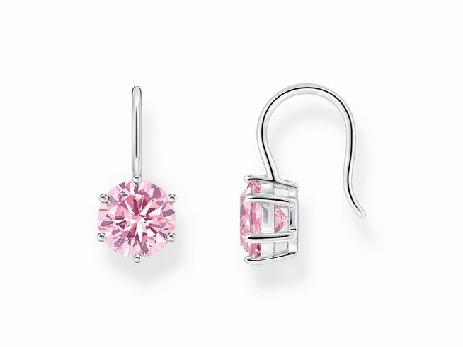 Thomas Sabo Essentials H2287-051-9 Ohrringe - Ohrhänger mit großem Zirkoniastein - Silber & Zirkonia - Rosa-Pink