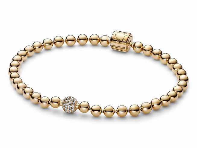 Pandora 568342C01-21 - Kugeln & Pavé Armband - Gelbgold Vergoldung - Zirkonia - 21 cm