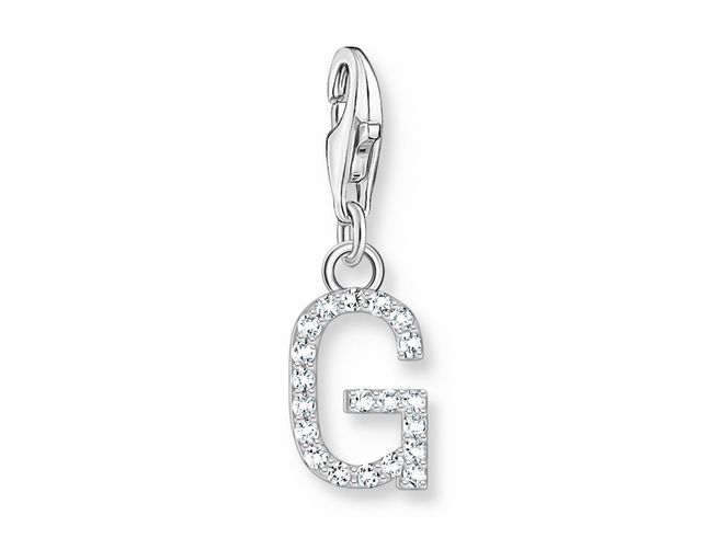 Thomas Sabo 1939-051-14 Charm-Anhänger - funkelnder Buchstabe G - Silber & Zirkonia - Weiß