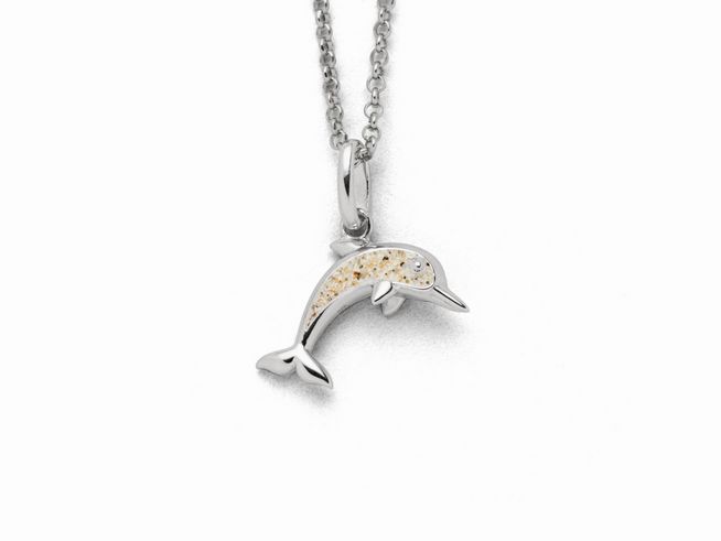 DUR Schmuck K2724 - Sterling Silber Kette Delfin Strandsand - Strandsand - 42 cm