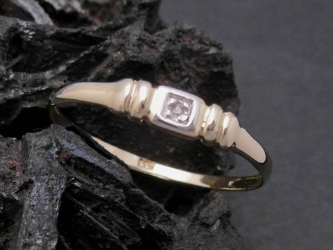 Gold Ring - elegant - Gold 333 bicolor - Diamant - Goldring - Gr. 60