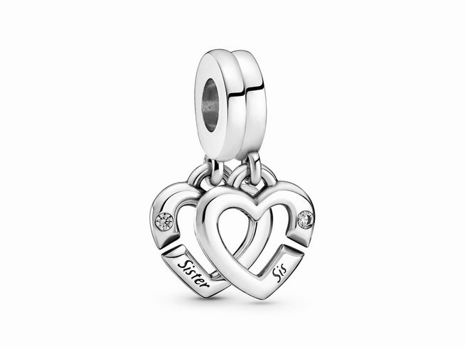 Pandora Silber Schwester Herzen 799538C01 Silber charm - Zirkonia