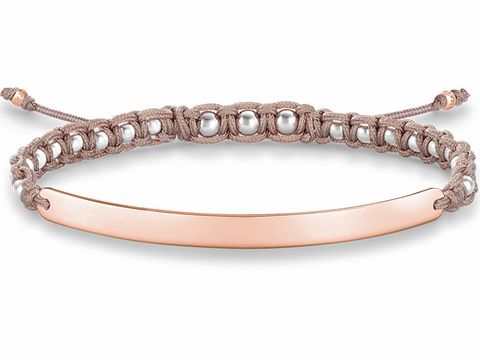 Thomas Sabo LBA0055-597-19-L21v Love Bridge Armband 15-21cm Silber verg. Roségold - Nylon beige