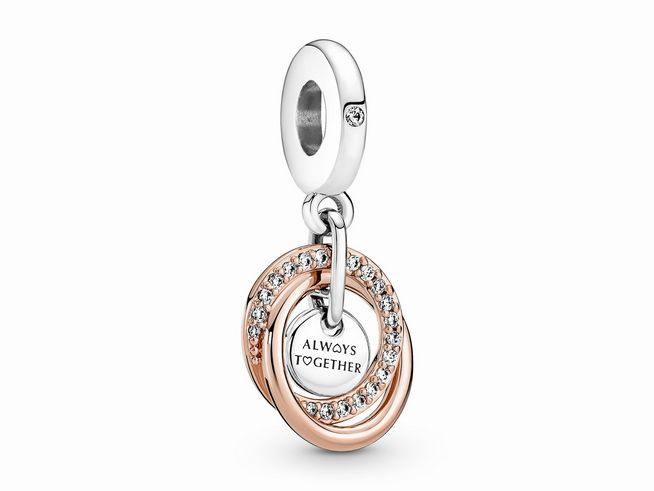 Pandora 780797C01 Familie Für Immer Verschlungener Charm-Anhänger - Silber & Roségold Verg. Zirkonia