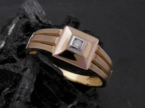 Gold Ring - edel - Gold 585 bicolor - Diamant - Goldring - Gr. 56,5